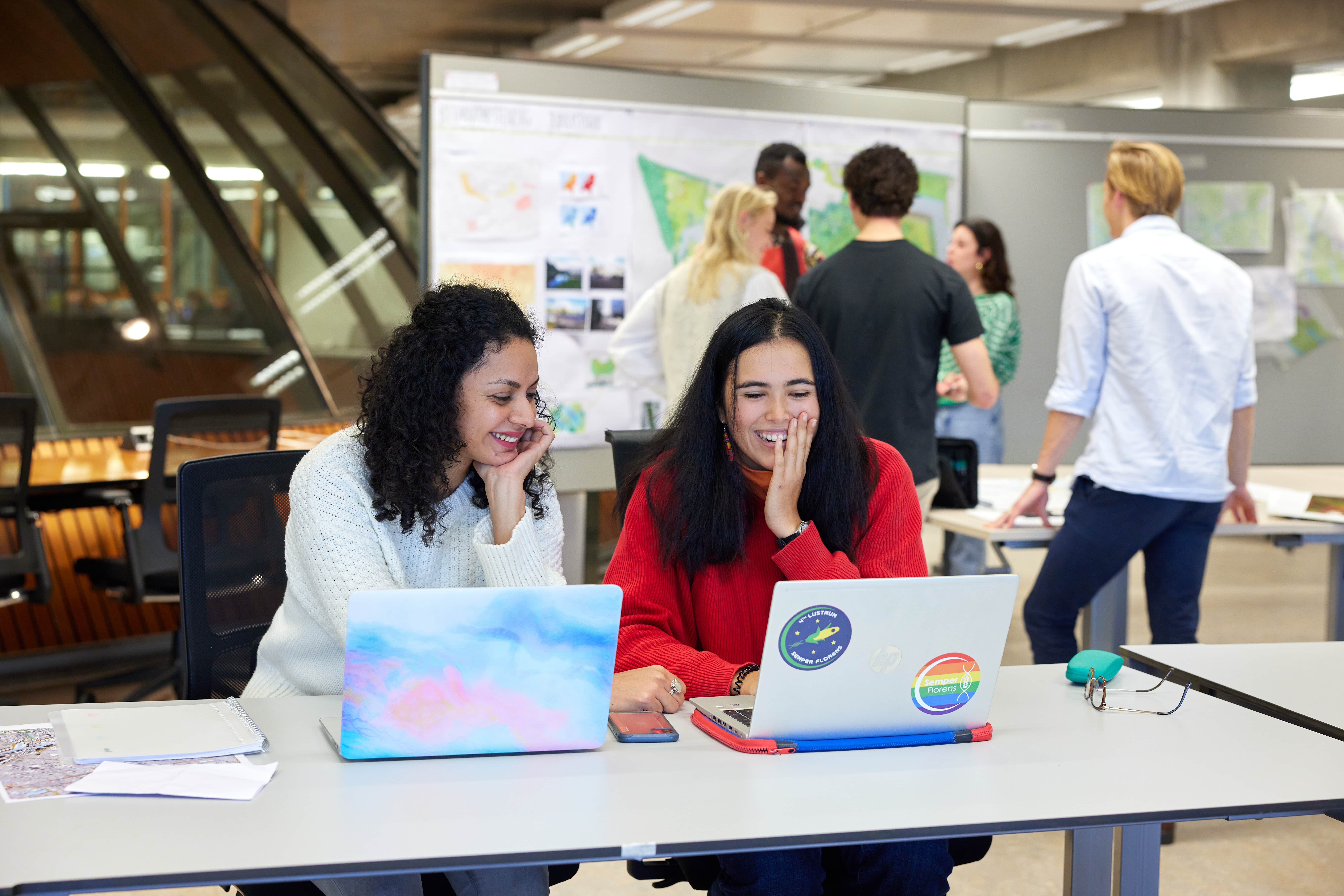 students in the forum library