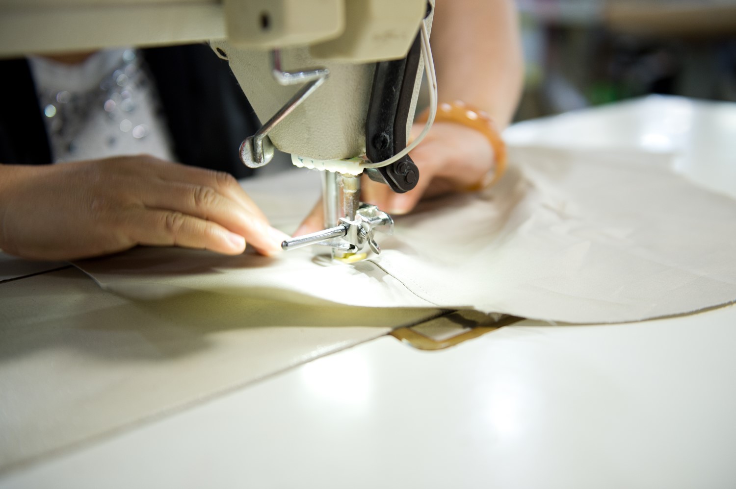 Fabric in a sewing machine