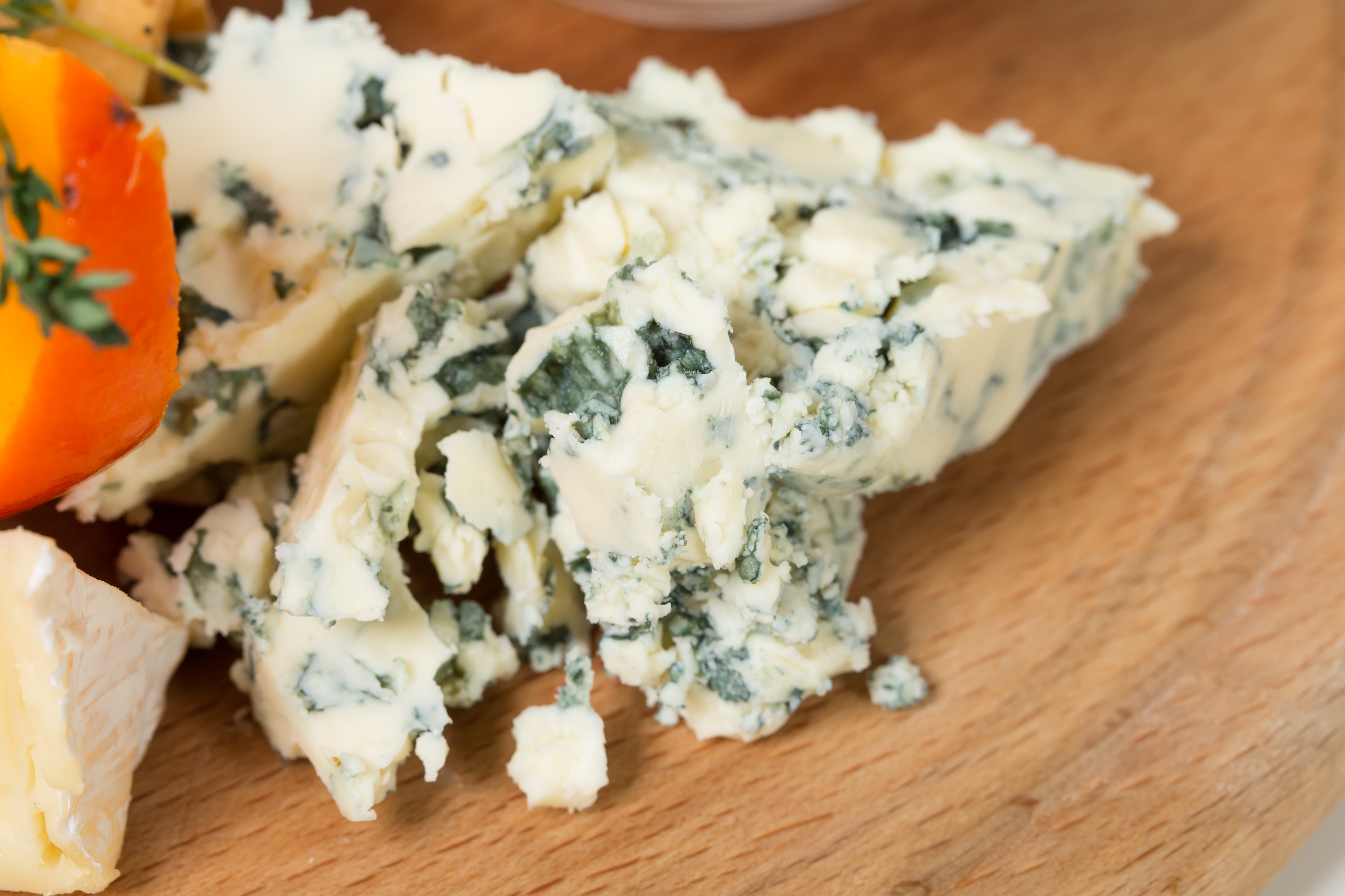 Blue cheese on a wooden surface