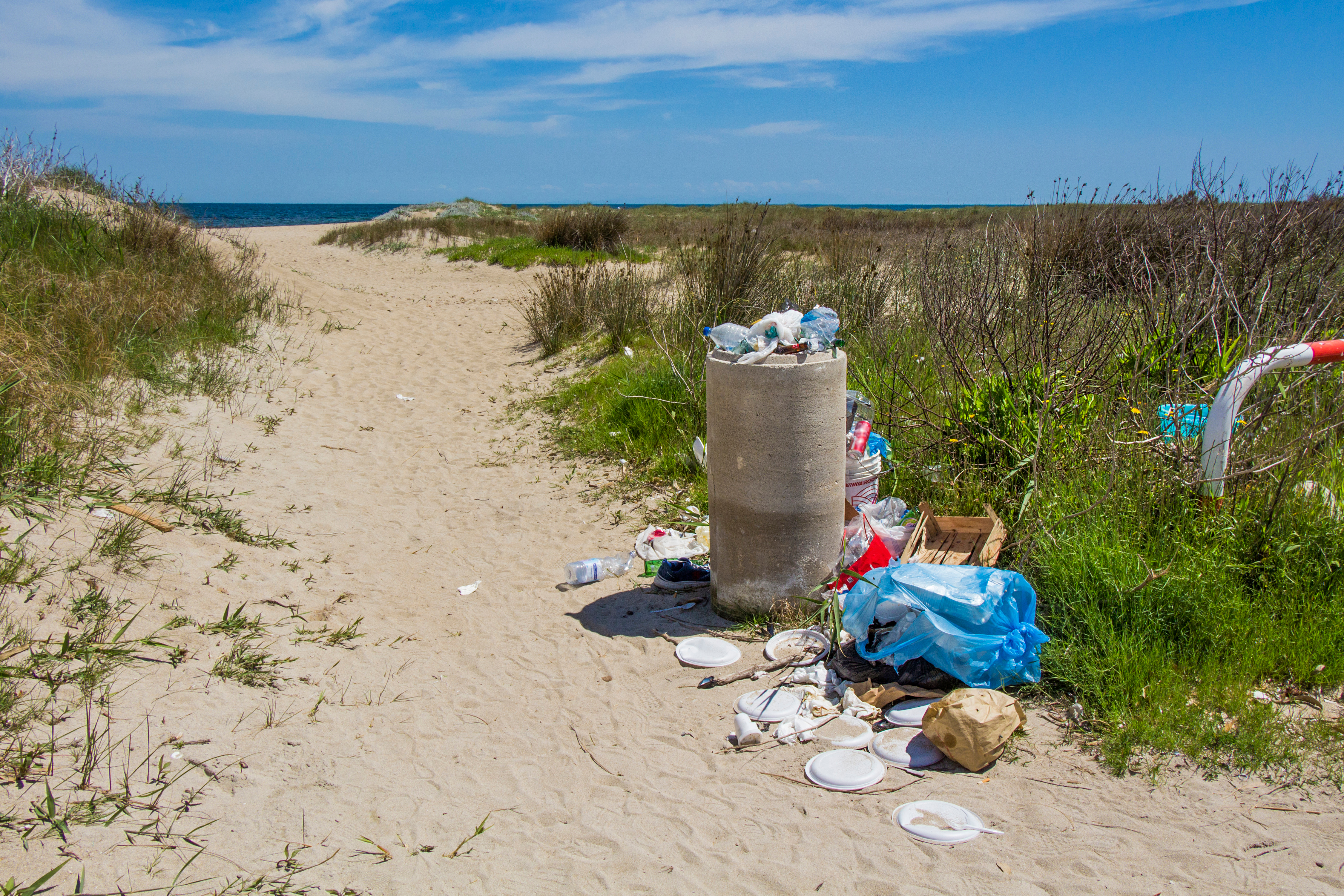 Plastic garbage on beach