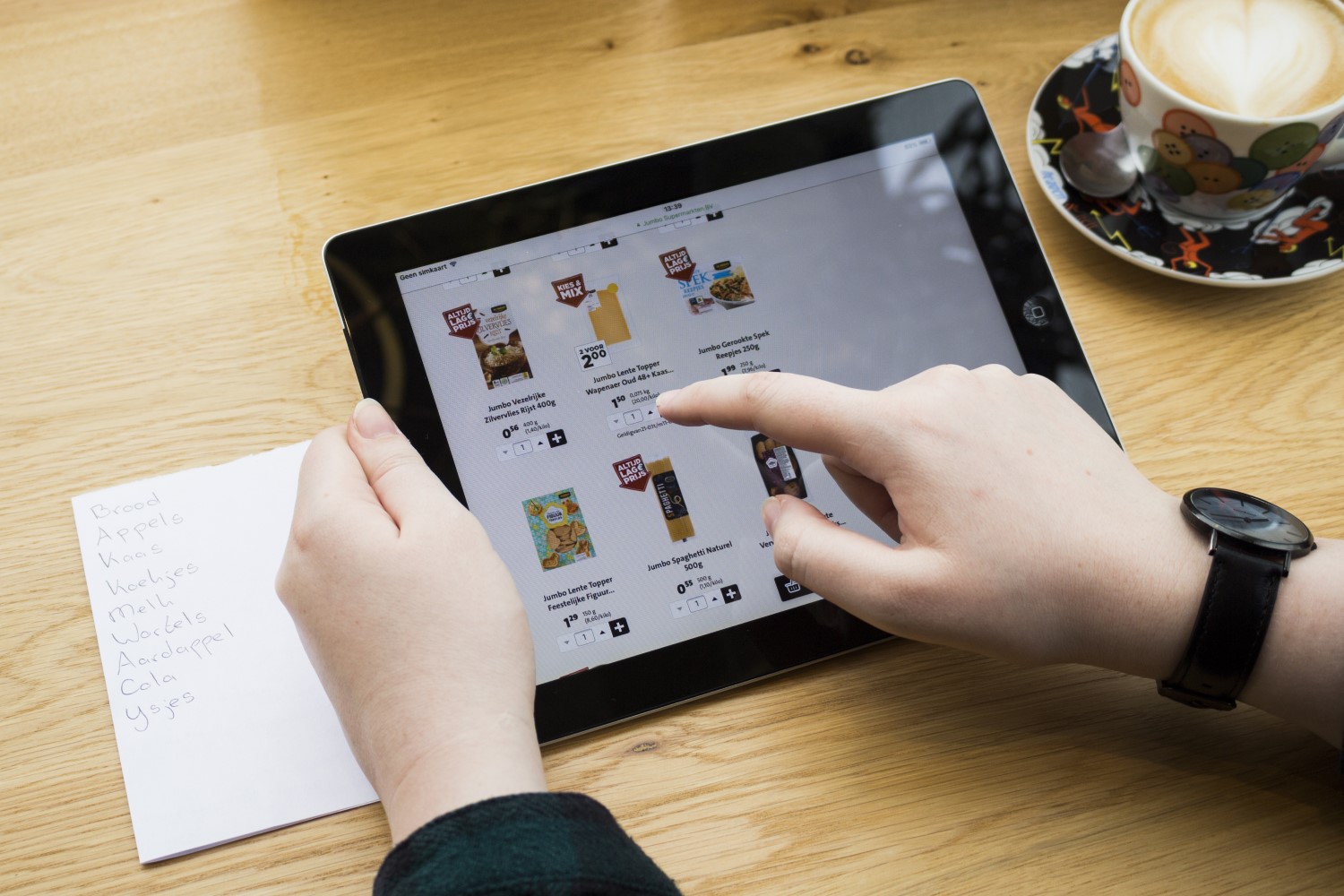 consumer selecting groceries online