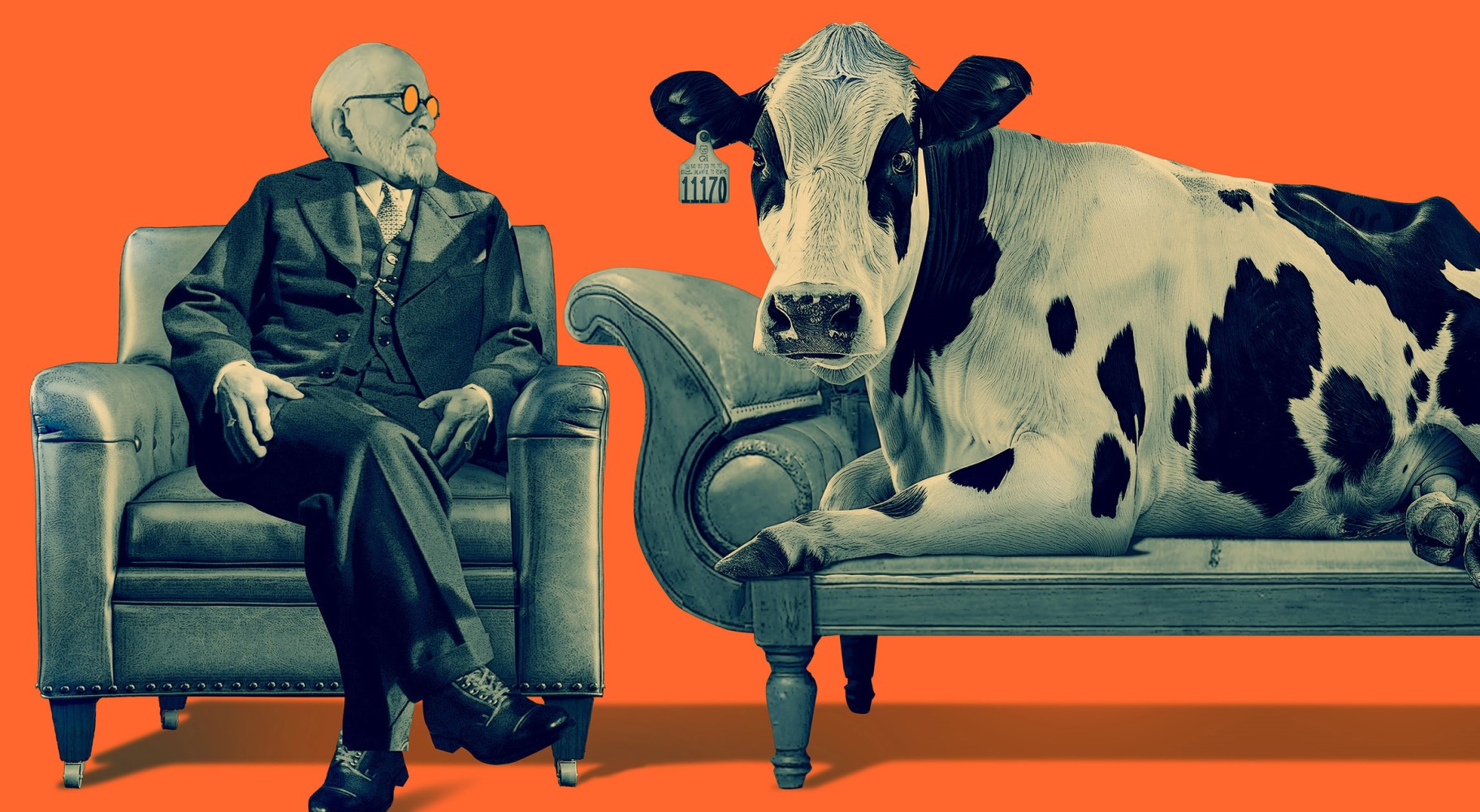 Illustration of cow on a couch