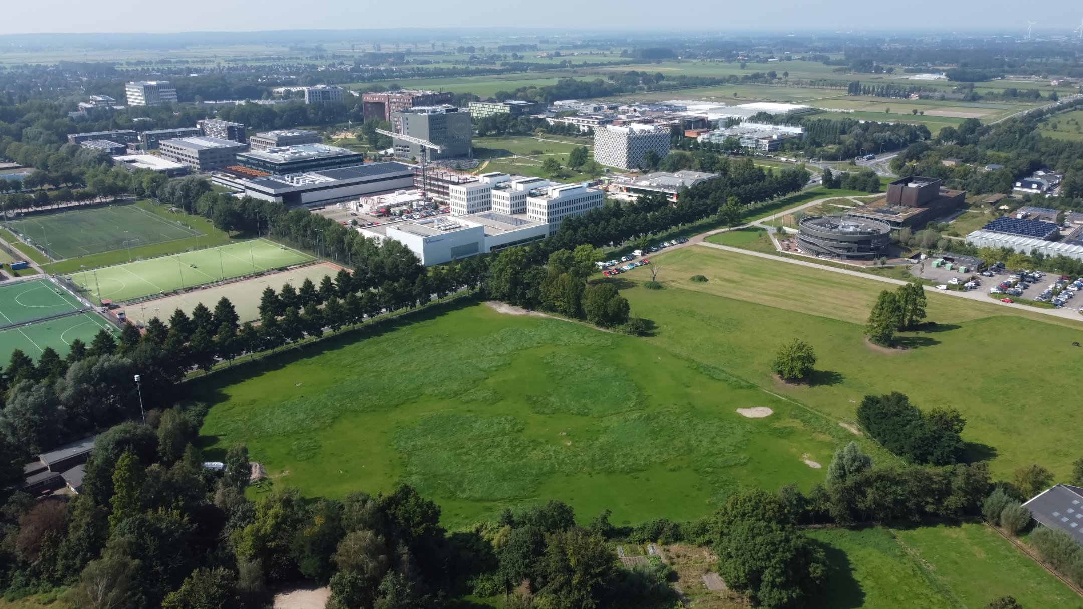 Drone photo of the east of Wageningen Campus