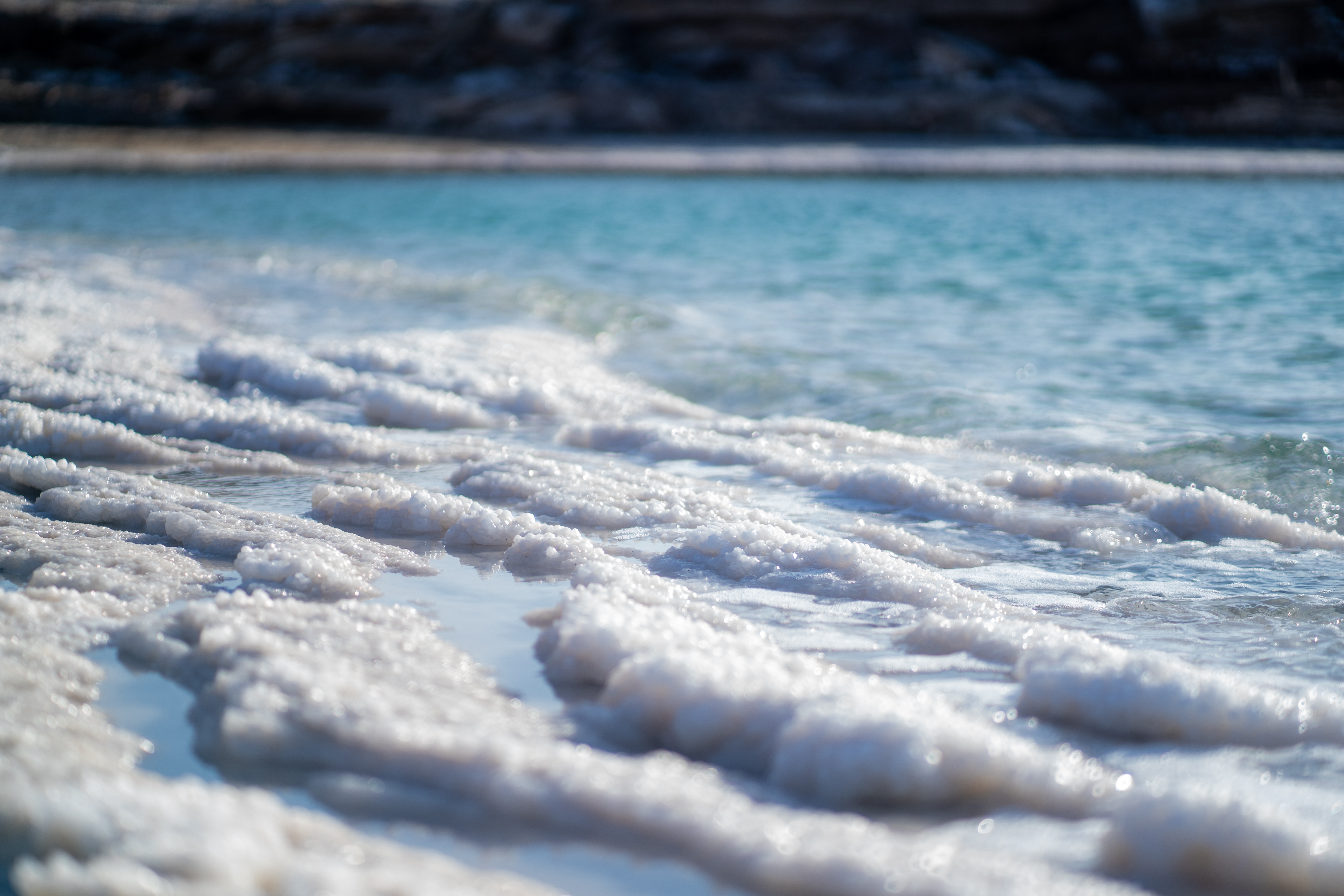 Sea  coast covered with wite salt