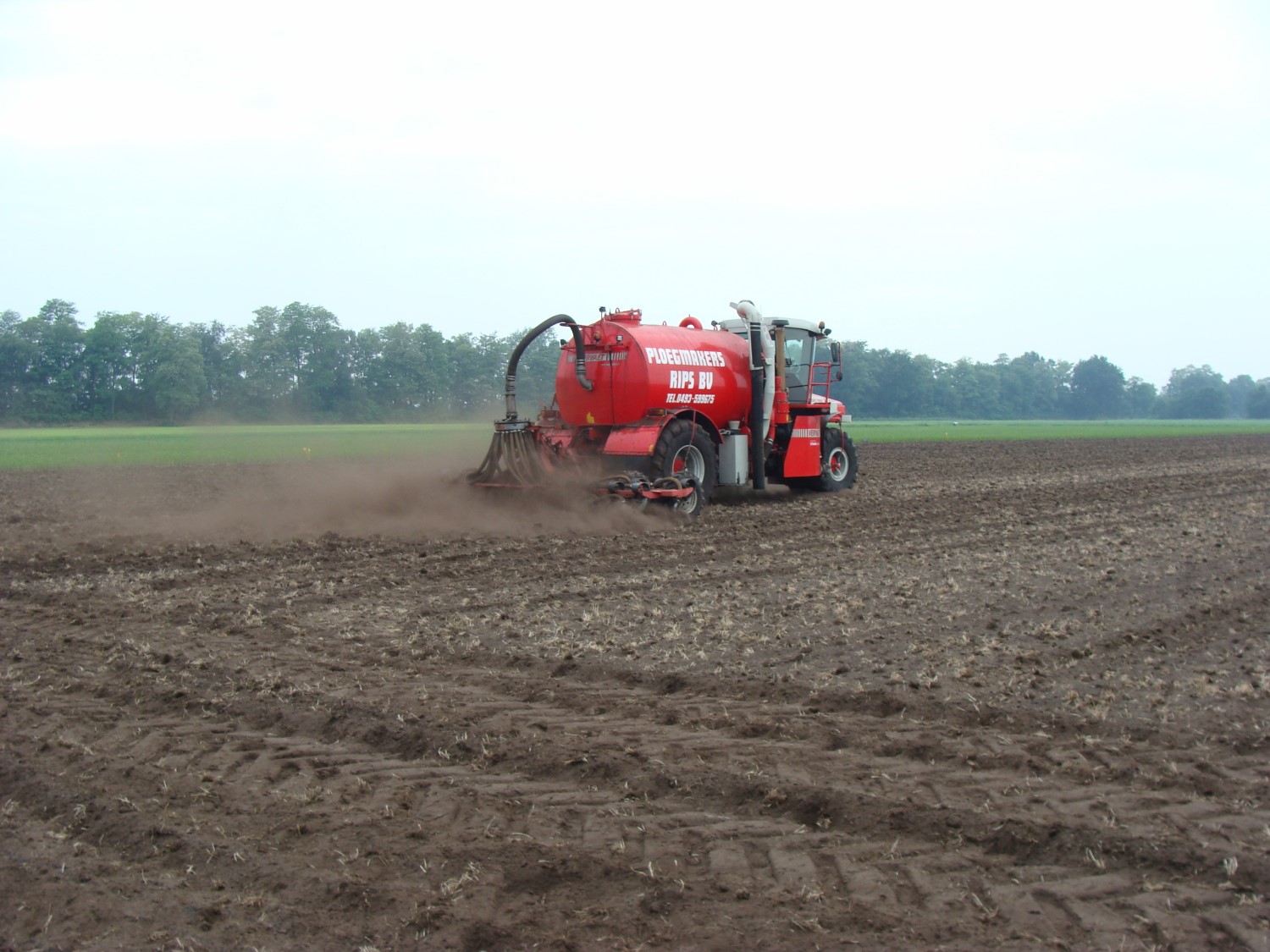 trekker op veld