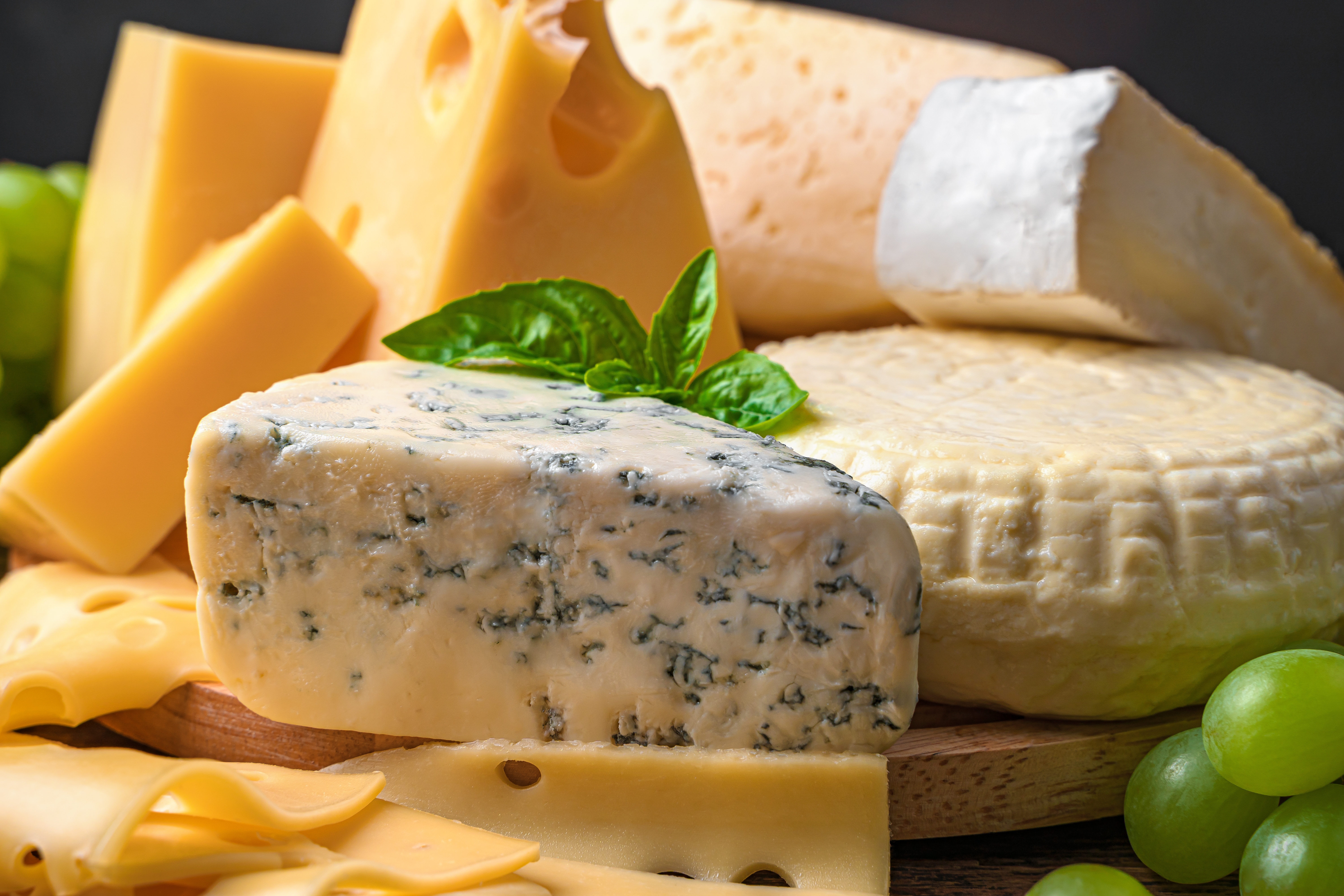 board filled with french cheeses