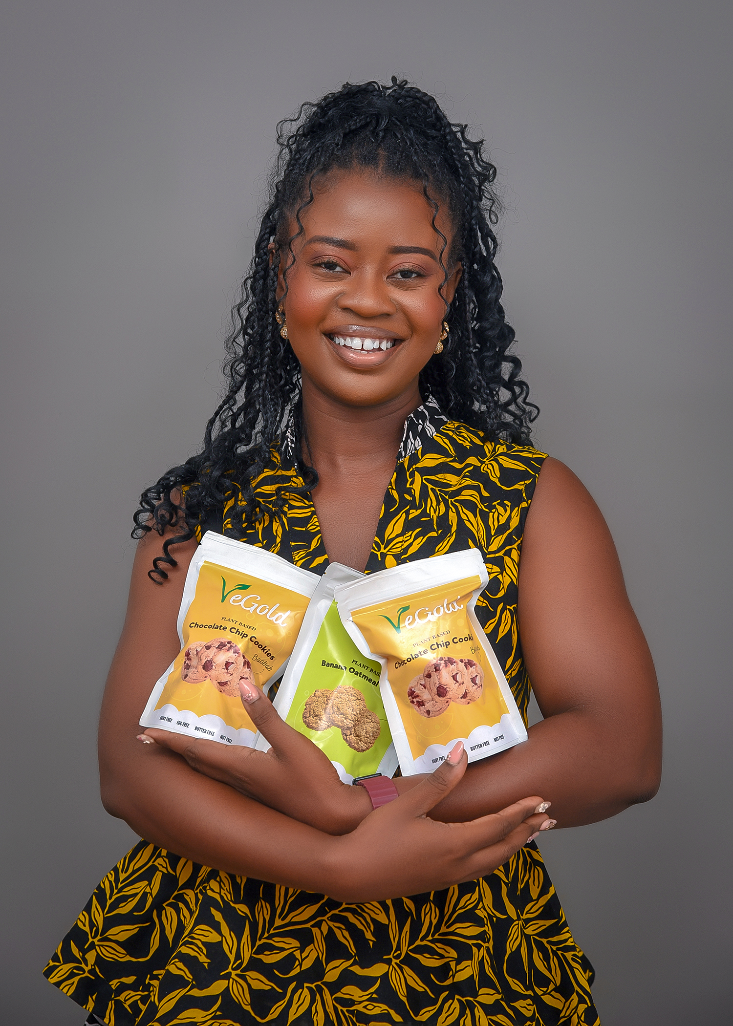 Ruth Amakoa-Adusei with VeGold products