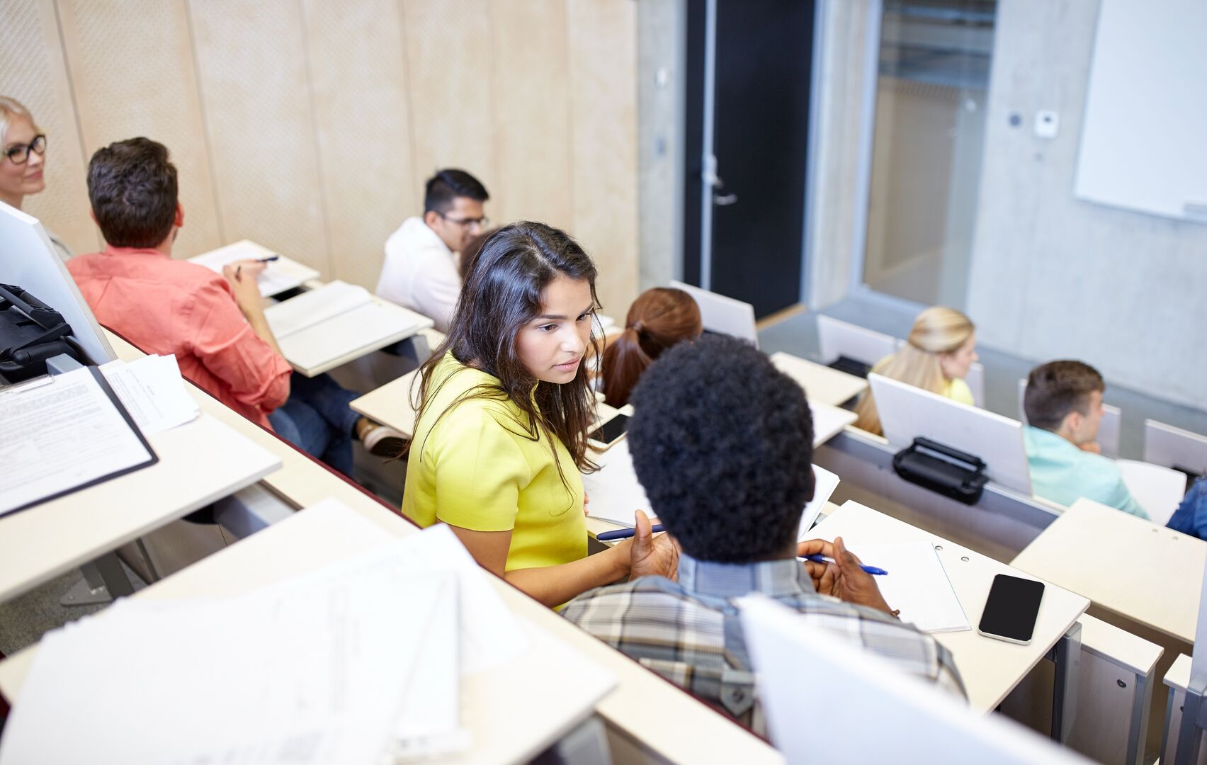 Students in a college room
