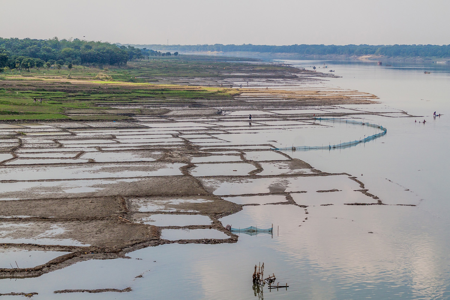 Flooded agricultural fields next to Mahananda river in Bangladesh.