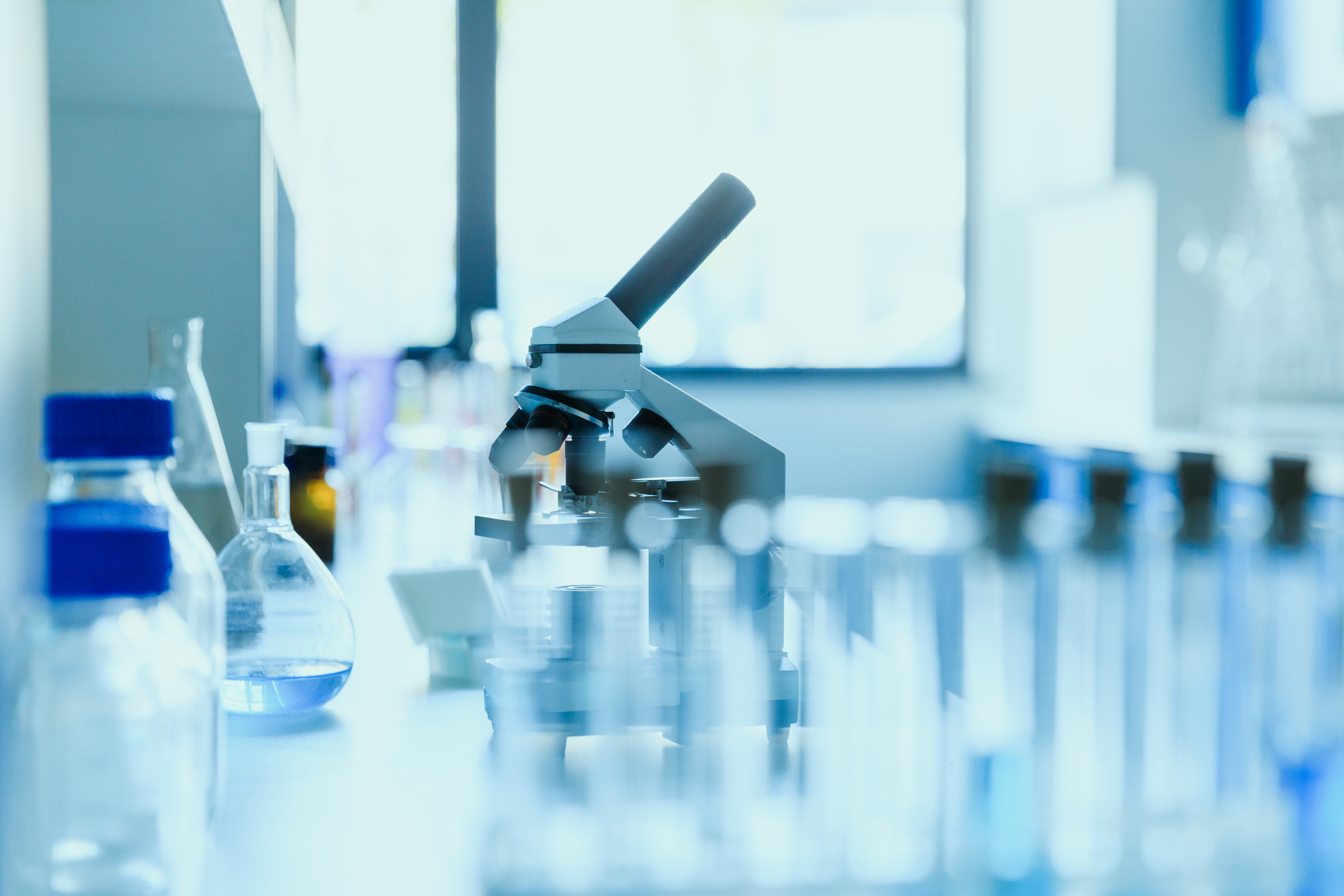 A microscope in a sterile laboratorium.