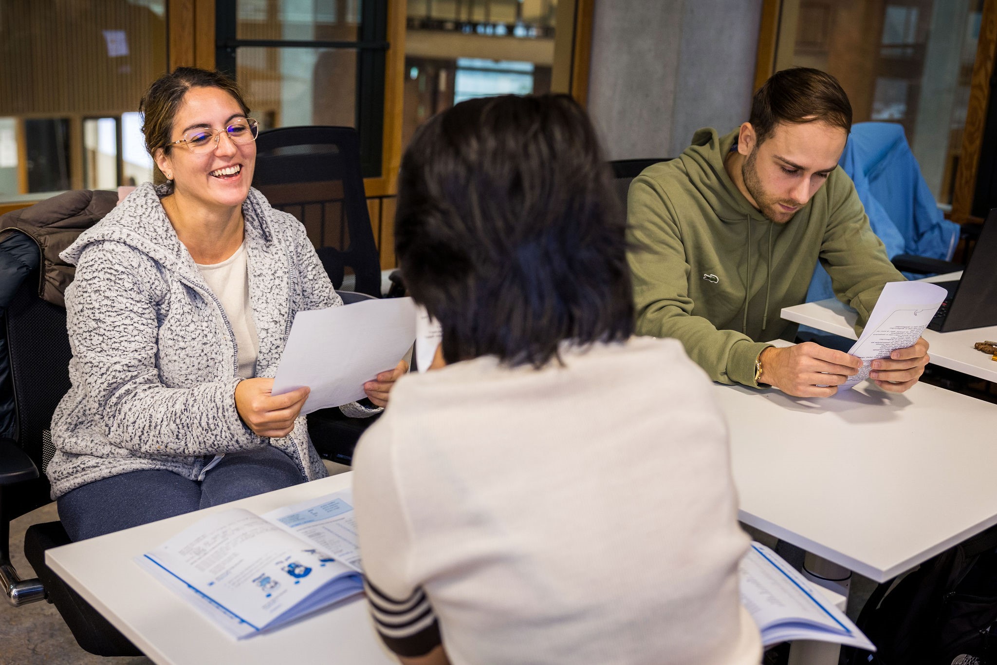Participants practicing together during a language course