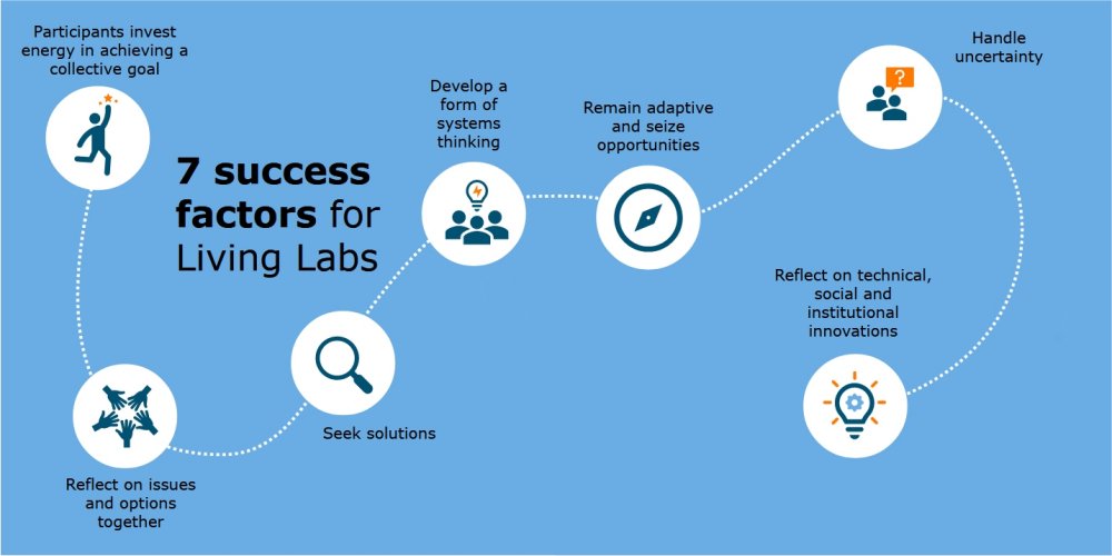 Infographic about the success factors of living labs.