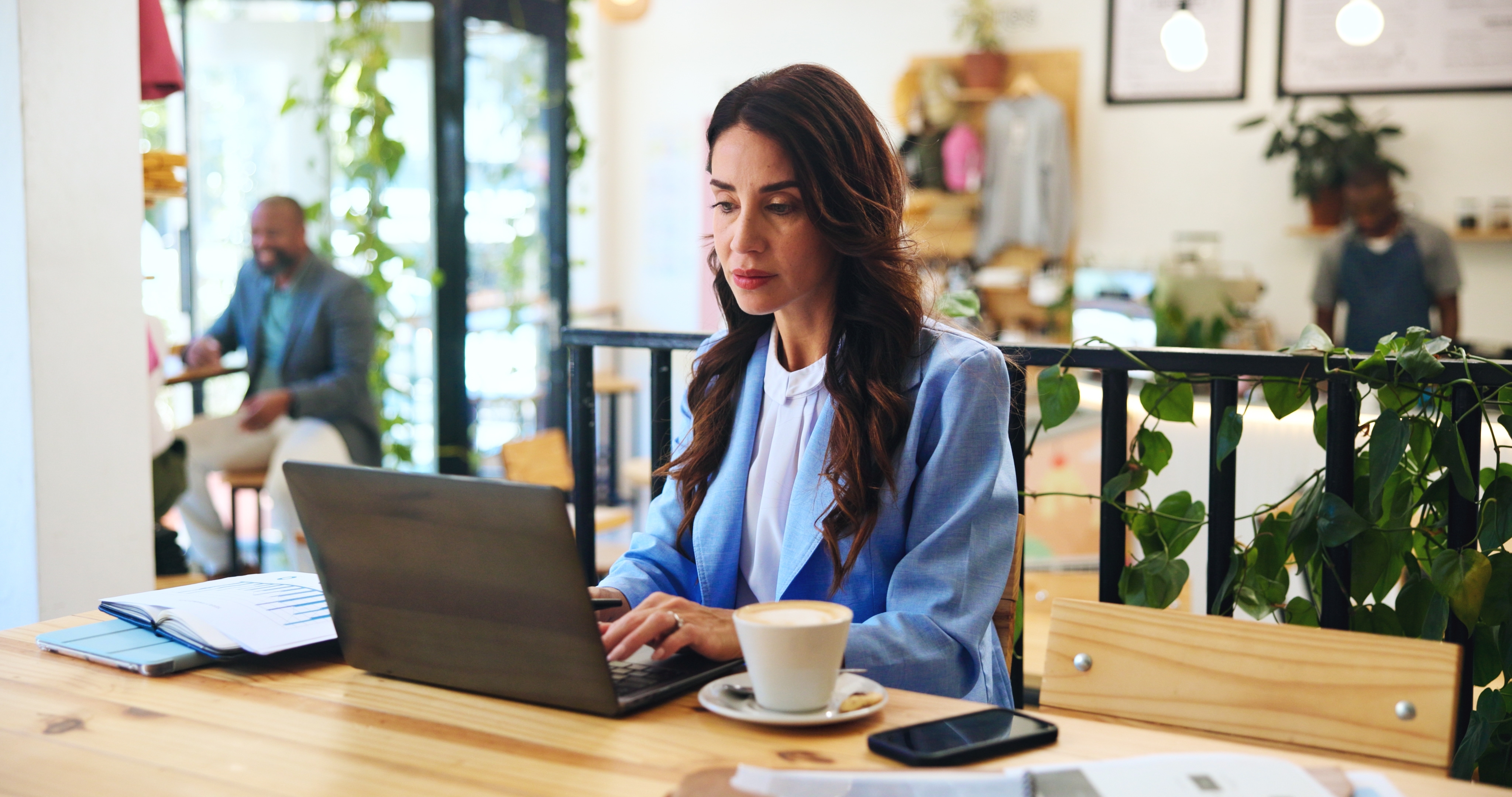 Woman working on a laptop
