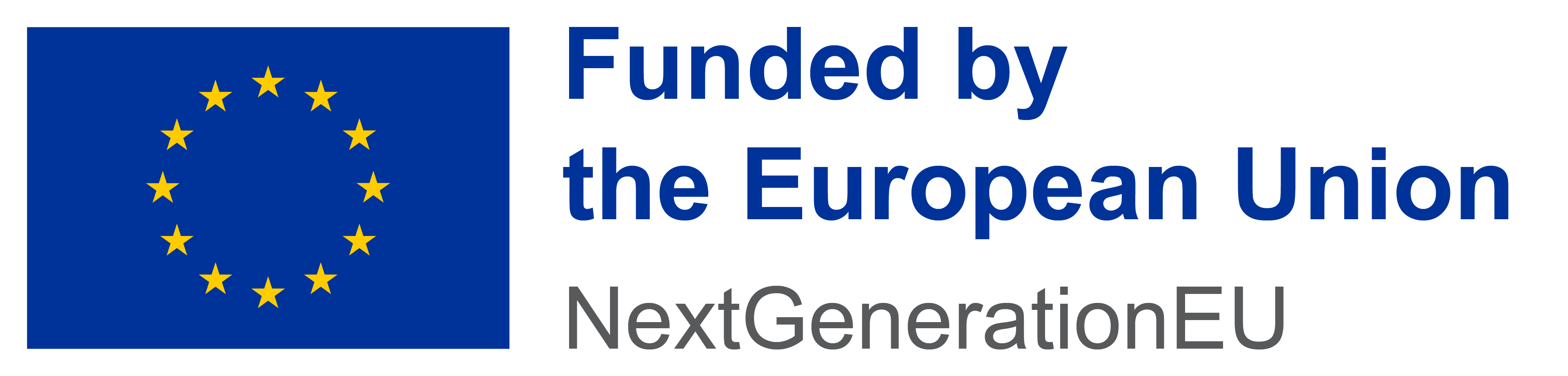Logo of the European Union (the blue flag with 12 yellow stars) with the text Funded by the European Union NextGenerationEU