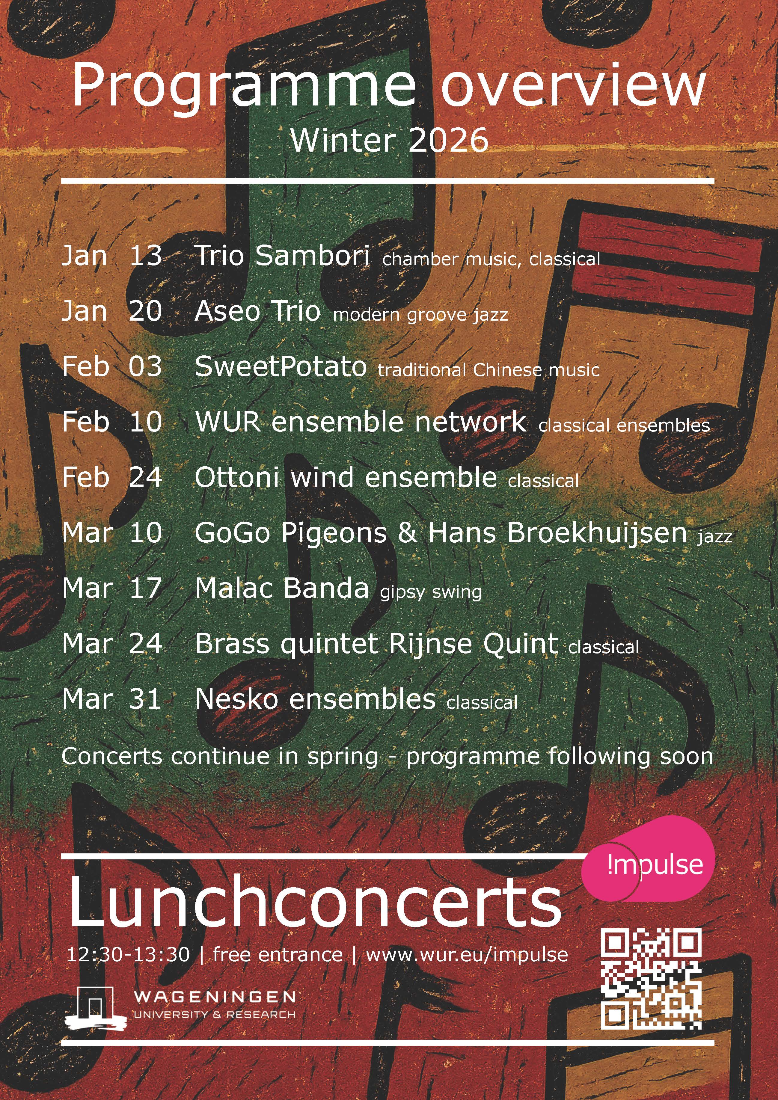 Programme overview of lunch concerts