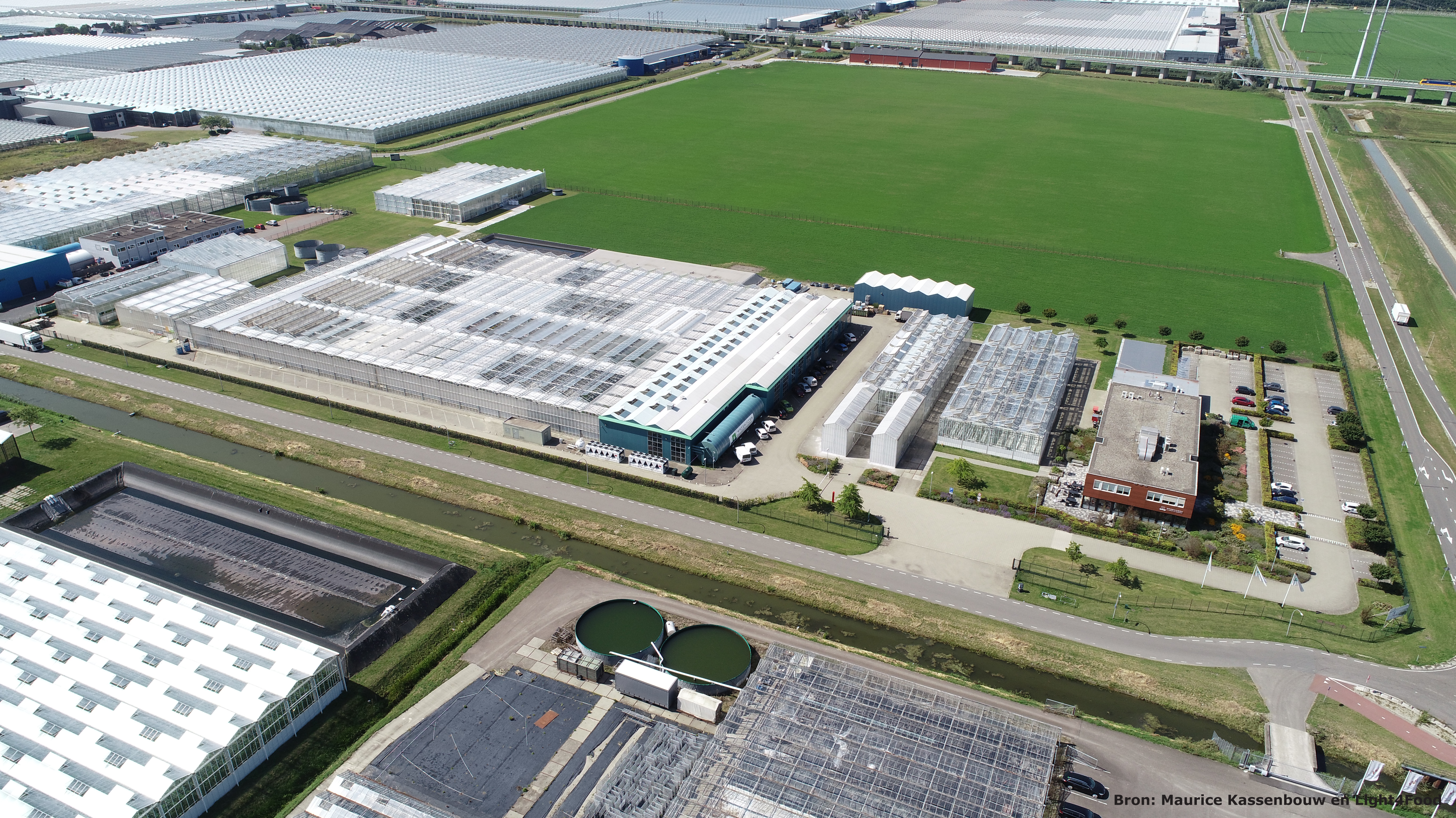 Proeflocatie Bleiswijk vanaf vogelperspectief