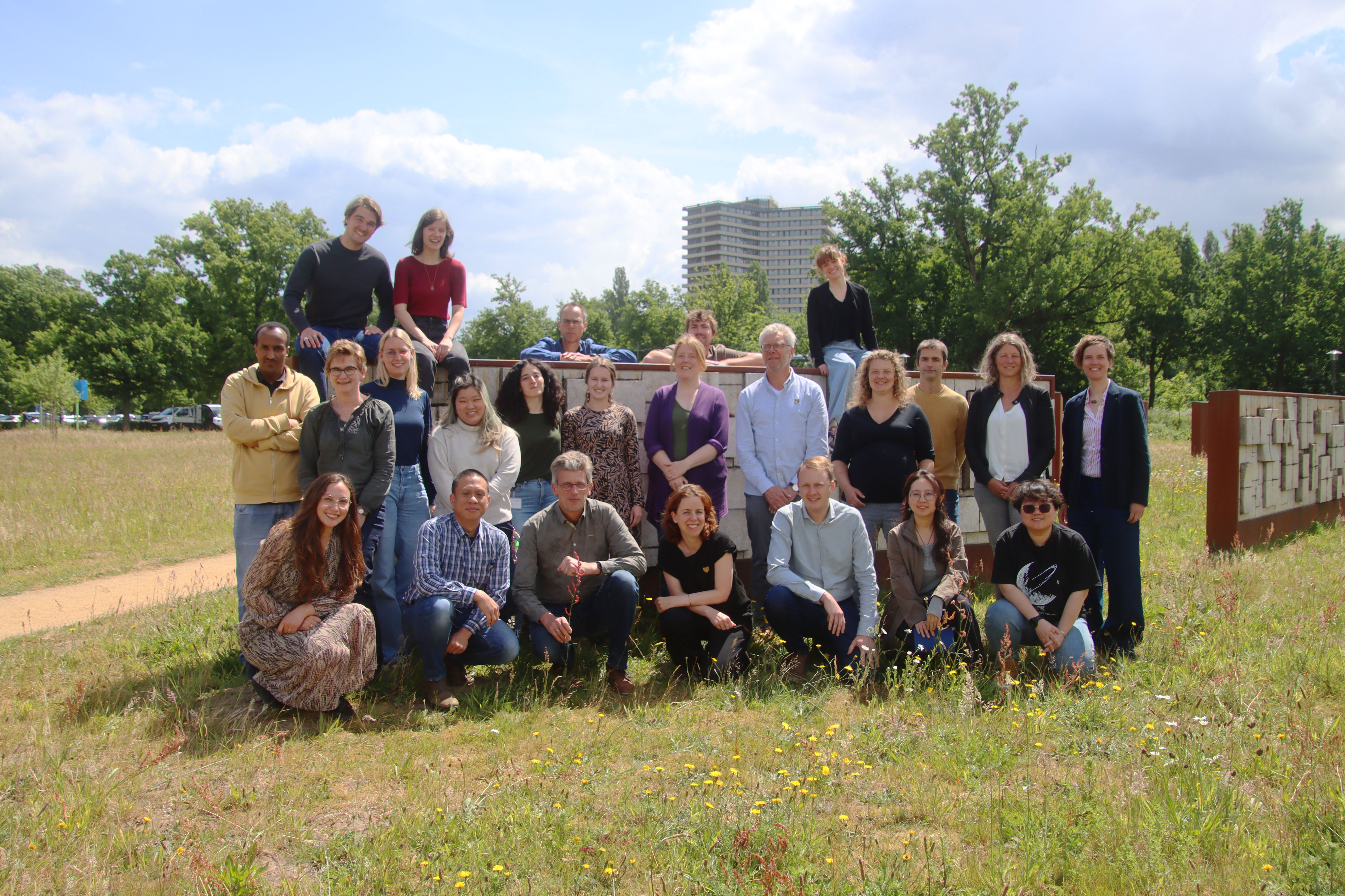 group picture of Animal Production Systems group in a park