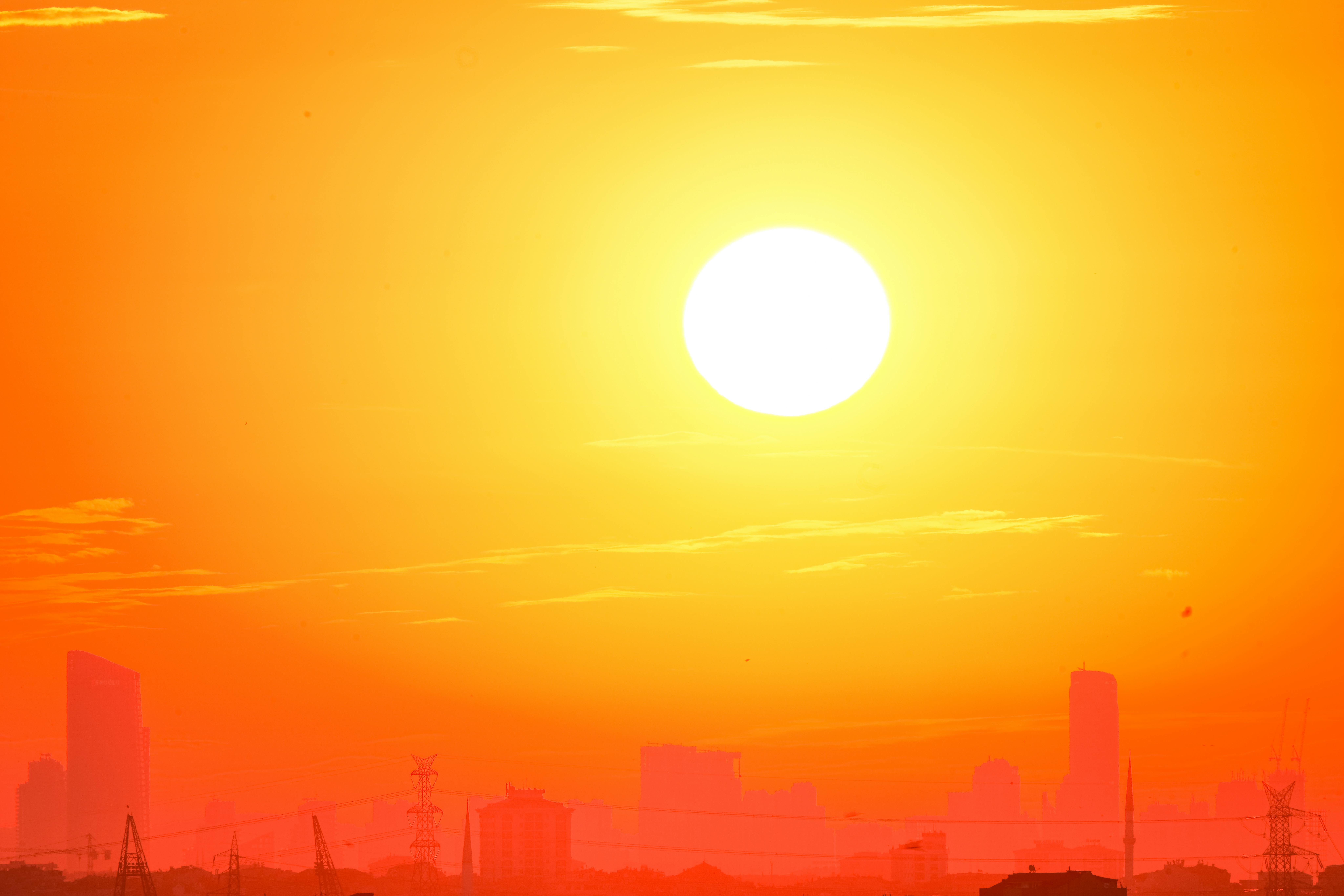 Sun orange sky heatwave