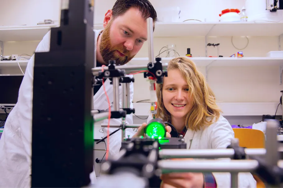 Two students in the lab