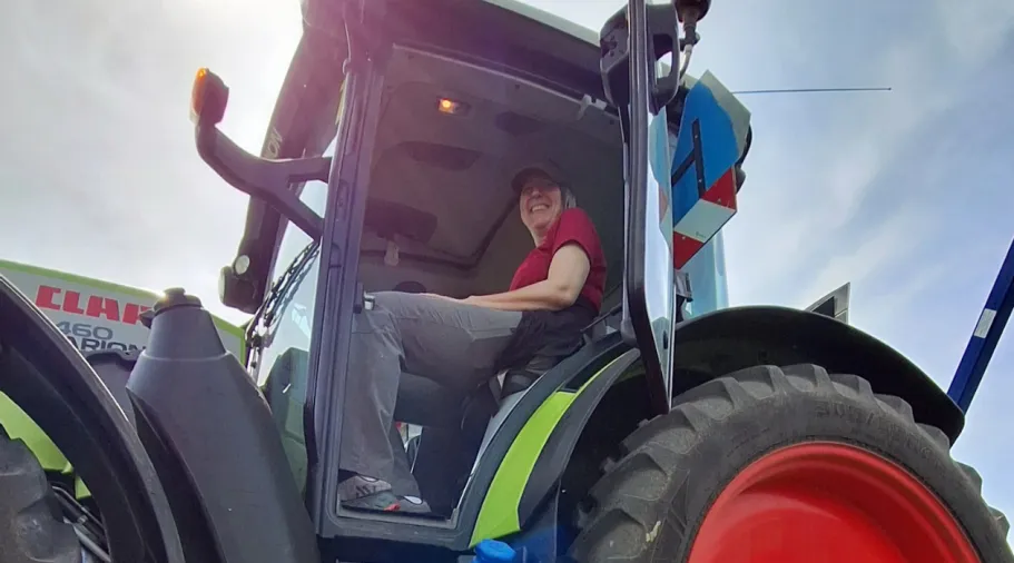 woman in tractor