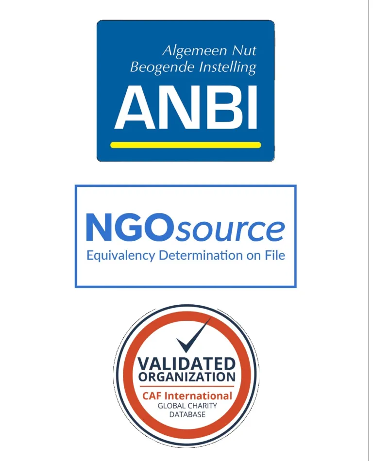 Logo's of ANBI, Equivalency Determination (ED) Certificate through NGO Source and CAF-validation