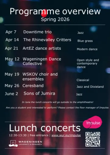 Overview of the upcoming lunchconcerts in spring